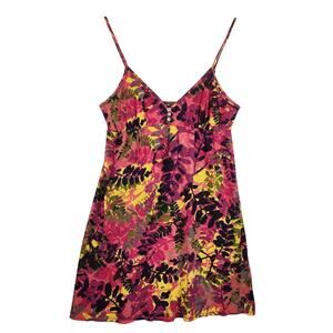 Lucky Brand Babydoll Slip Dress Women M Multicolor Floral Spaghetti Strap